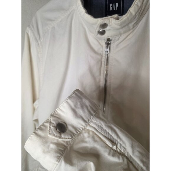 GAP Cotton Harrington Jacket XL Snow Cap White Zip Front Casual - Picture 8 of 10